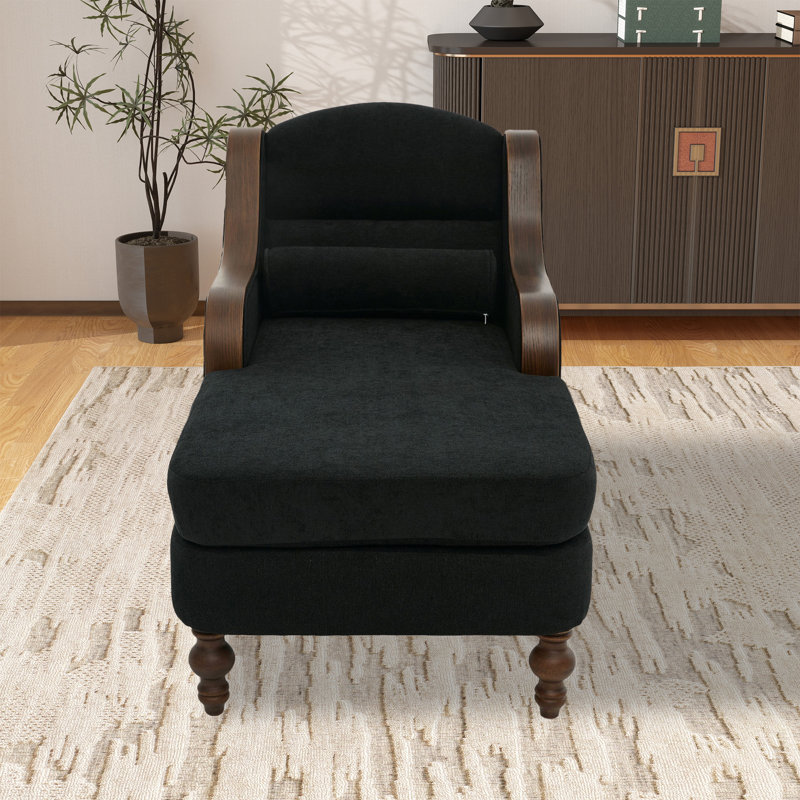 Chaise longue d'intérieur en chenille, Noir