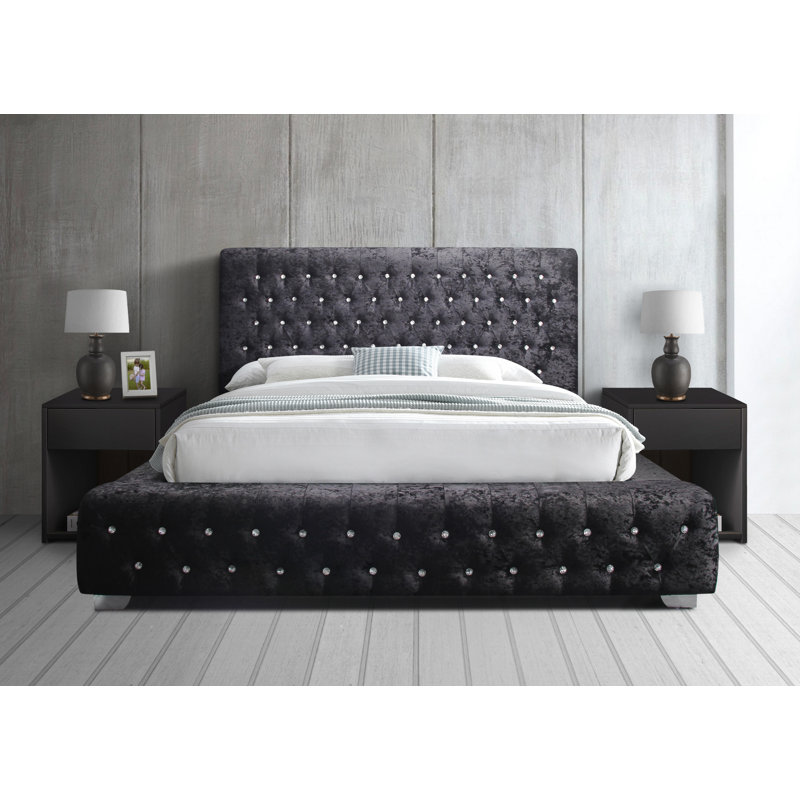 Benning Upholstered Bed Frame, Black, Super King (6')