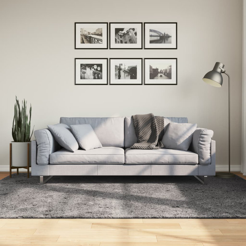 Rug "HUARTE" Short Pile Soft and Washable Anthracite, Rectangle 160 x 230cm