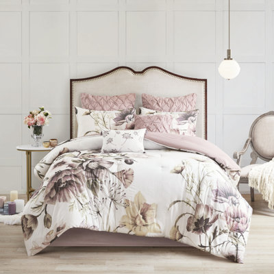 Édredon pour grand lit Blush - mélange de coton 8 pièces avec grandes taies décoratives européennes