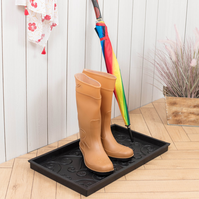 Eco-Friendly Black and Tan Coir Rubber Boot Tray