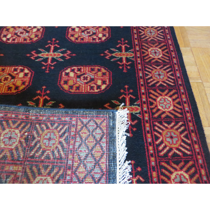 Tapis brun / noir en laine noué à la main Southwestern, Rectangle 3 pi x 5 pi 1 po