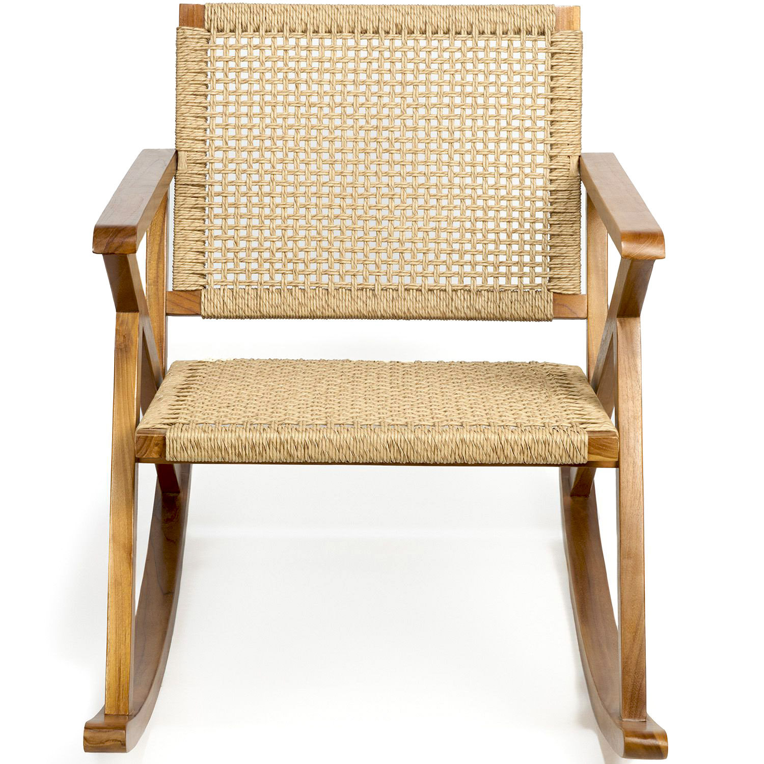 Wooden Rattan Rocking Chair Bay Isle Home™ Teak Rattan Rocking Chair | Wayfair