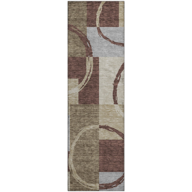 Premium Machine Washable Prisco Brown Rug, Runner 2'3" x 7'6"
