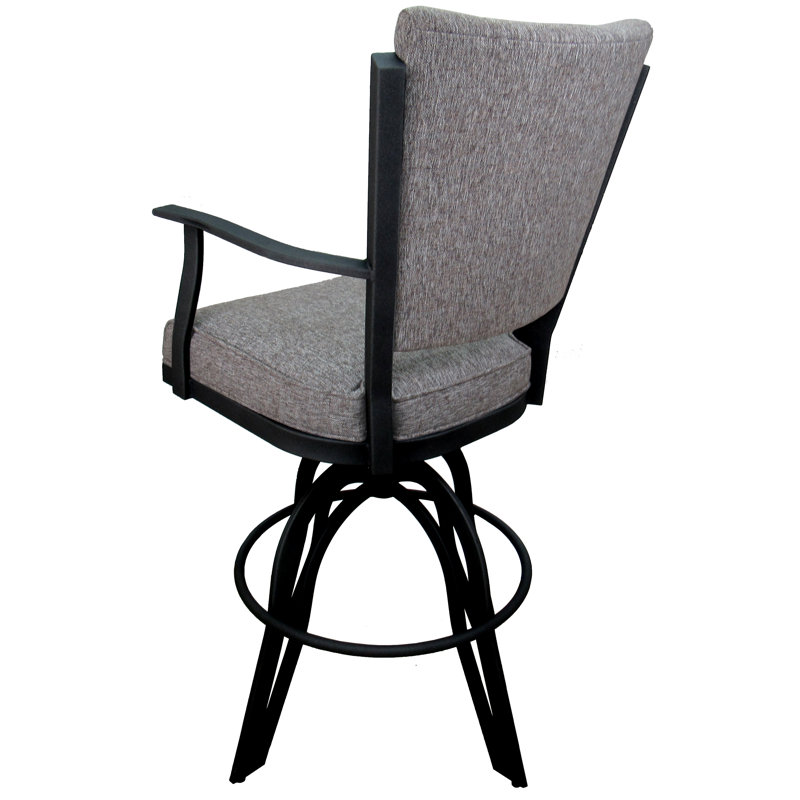 Tabouret de bar rotatif Trisha, Blanc, Tabouret de comptoir (siège d'une hauteur de 26 p