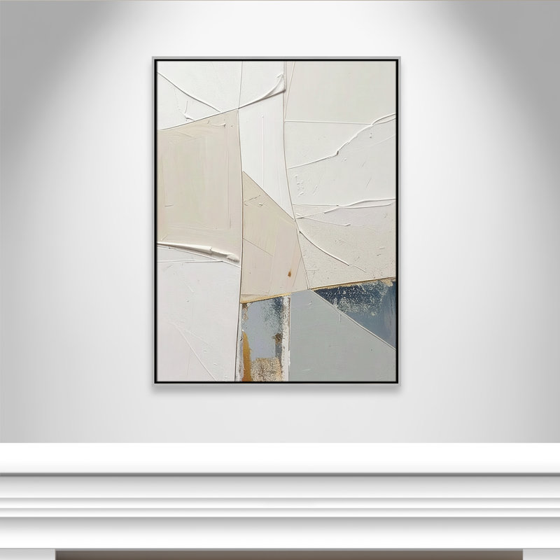 «Plastering II» par Alonza Saunders, Toile avec cadre, Flottant argent, L 31,5 po x H 41,5 po