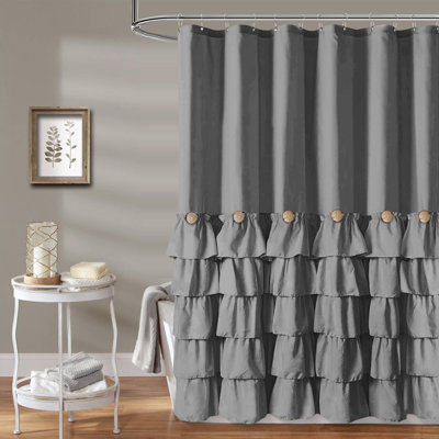 Grey Shower Curtain Farmhouse Shower Curtain Ruffle Shower Curtain With Button Decorative French Country Style 72 Inch