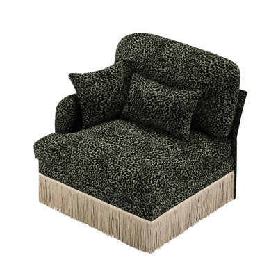 Sofa LSF Leopard Chenille W/Pillows -Green Black