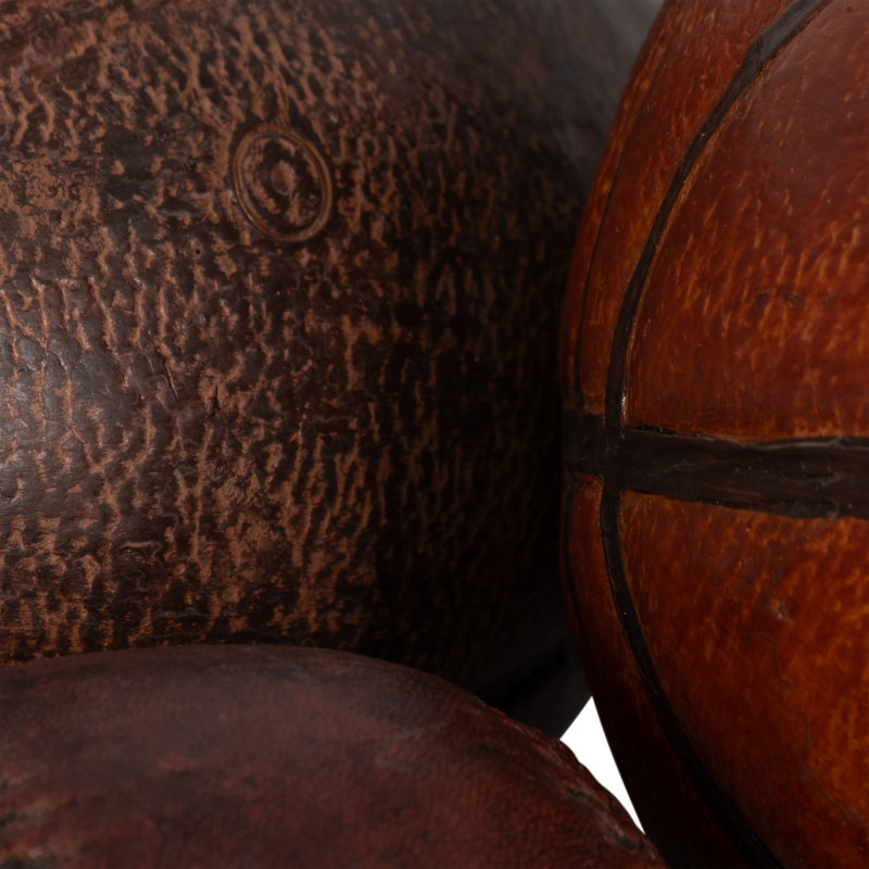 Decorative Objects Resin Polyresin Sports Ball Design for Home Office Living Room Set of 3 - 5", 4", 3" Brown & Orange