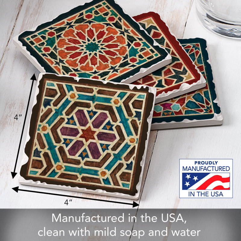 Paquet de 4 sous-verres géométriques à motif géométrique