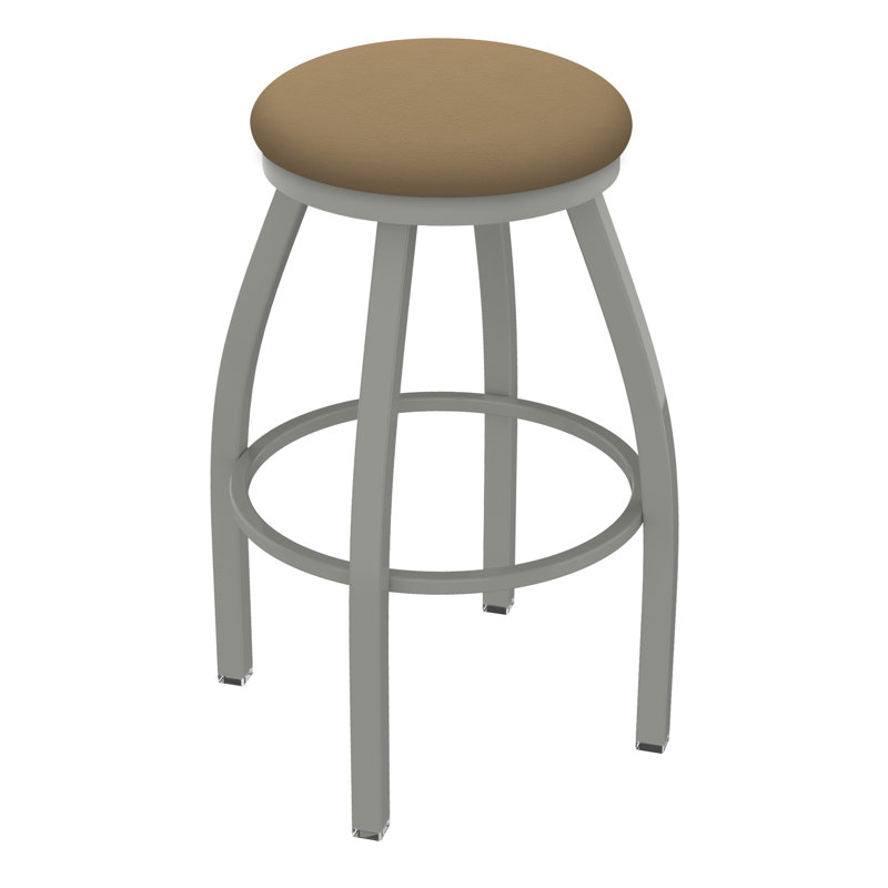 Cragin Swivel Upholstered Counter Stool, Anodized Nickel, Vinyl-Canter Sand, Extra Tall (36” Seat Height)