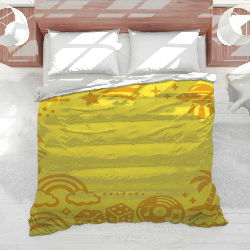 Édredon jaune rétro, Lit simple