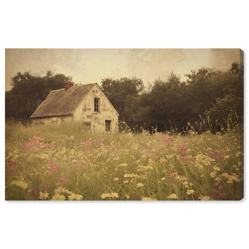 Rustic Beige and Green Landscape Canvas Art, 15" x 10"