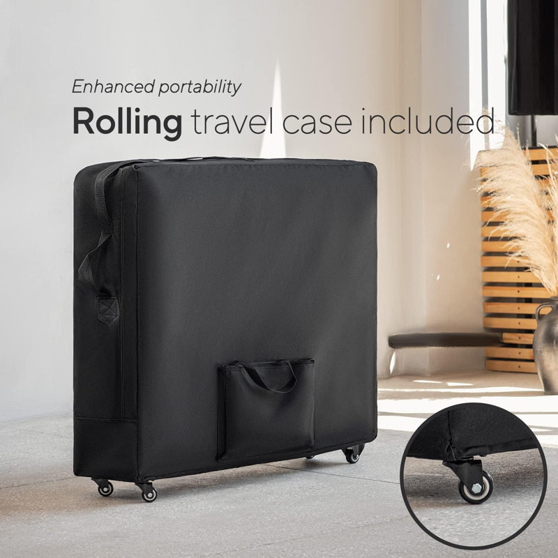 Luxton Home 3-Section Premium Memory Foam Massage Table with Rolling Travel Case - Easy Set Up