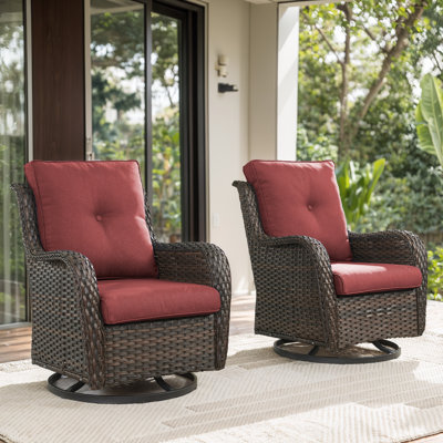 Wendye Wicker Swivel Glider Chair  Set With Water-Resistant Olefin Cushions