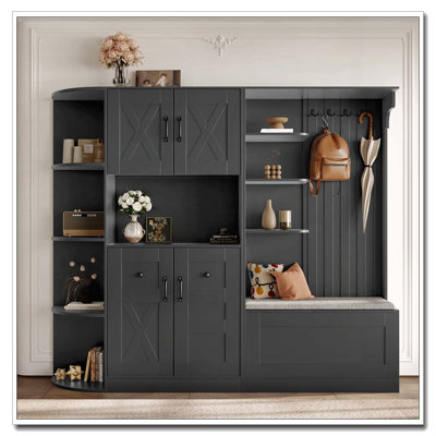 Multifunctional Hall Cabinet with Storage and Hooks