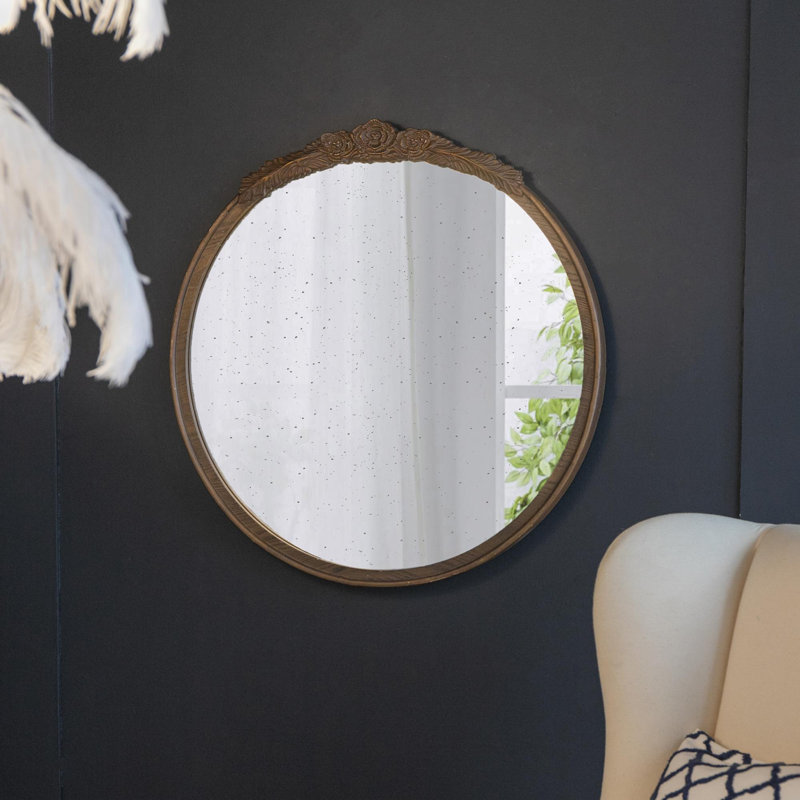 Manufactured Wood Frame Vertical Round Mirror