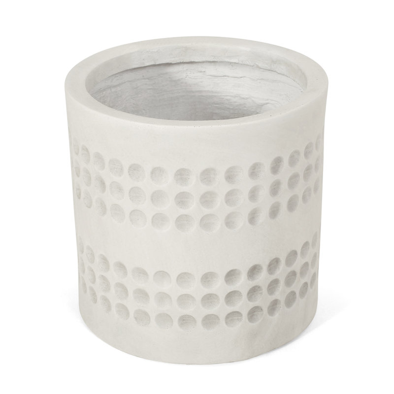 Planter - 9.88"X9.88"X9.88" Lightweight Concrete Antique White Garden Accessory 10"X10"X10" Construction Beauty