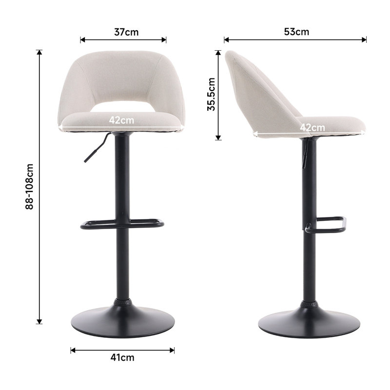 Nesly Swivel Upholstered Adjustable Height Counter Stool with Metal Frame, Beige