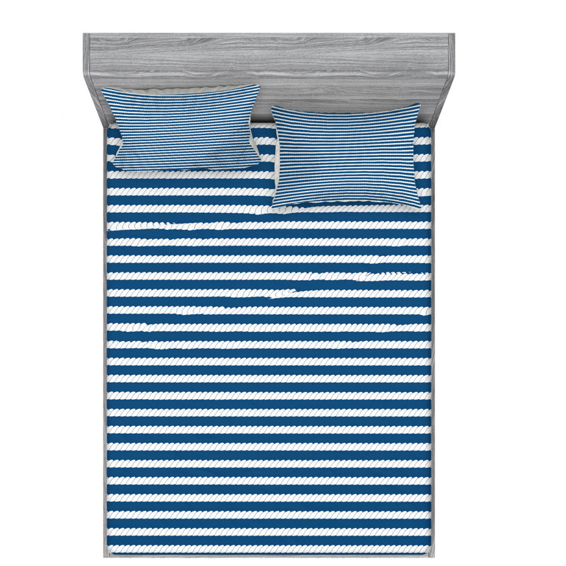 Microfiber Striped Sheet Set, Queen Sheet Set with 2 Pillowcases