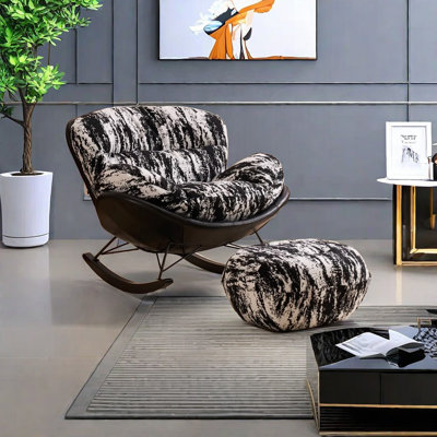 Italian light luxury eggshell rocking chair Metal