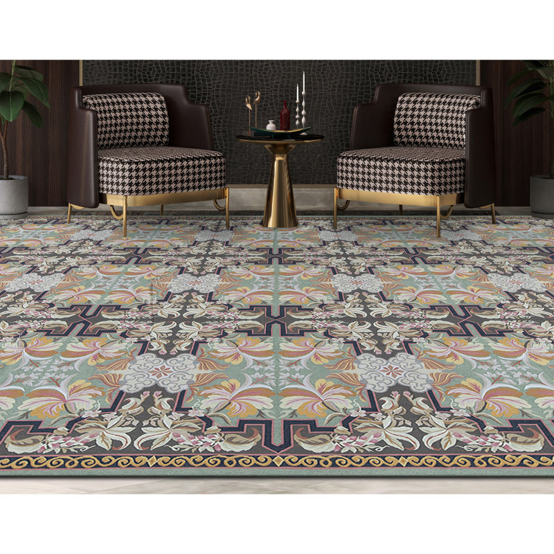 Hand-Knotted High-Quality Green and Green Area Rug