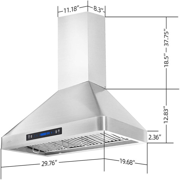 IKTCH 30 inch Wall Mount Range Hood 900 CFM Ducted/Ductless Convertible,  Kitchen Chimney Vent Stainless Steel - AliExpress