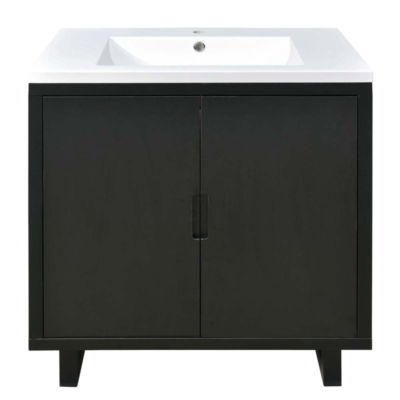 Meuble-lavabo simple 18,1 avec comptoir, Noir