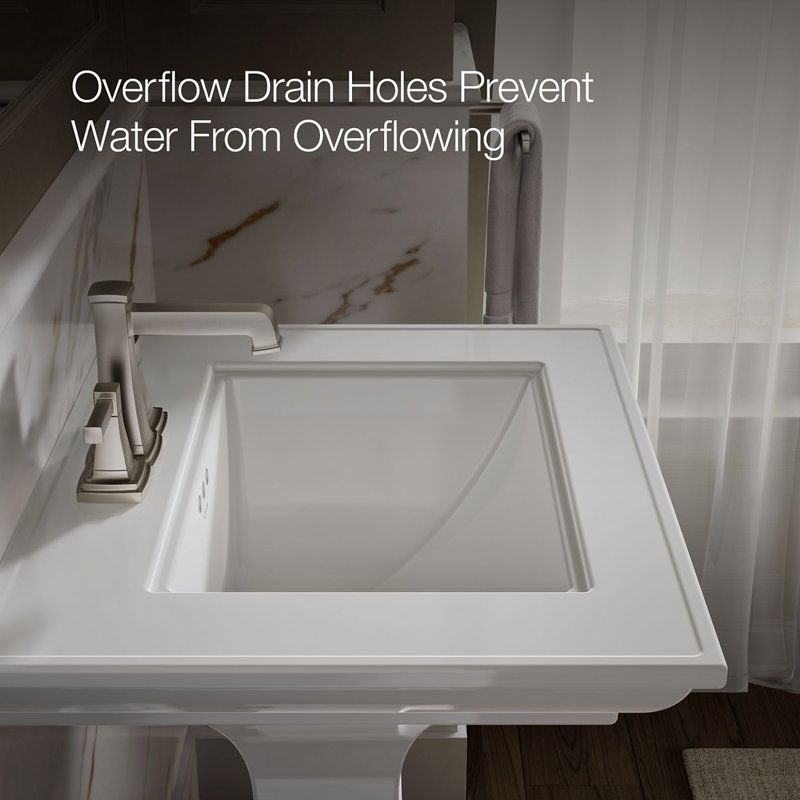 Memoirs® Stately 24" Pedestal Bathroom Sink with 4" Centerset Faucet Holes, White, 4" Centers, 34.75" H x 20.5" W x 24.5" L