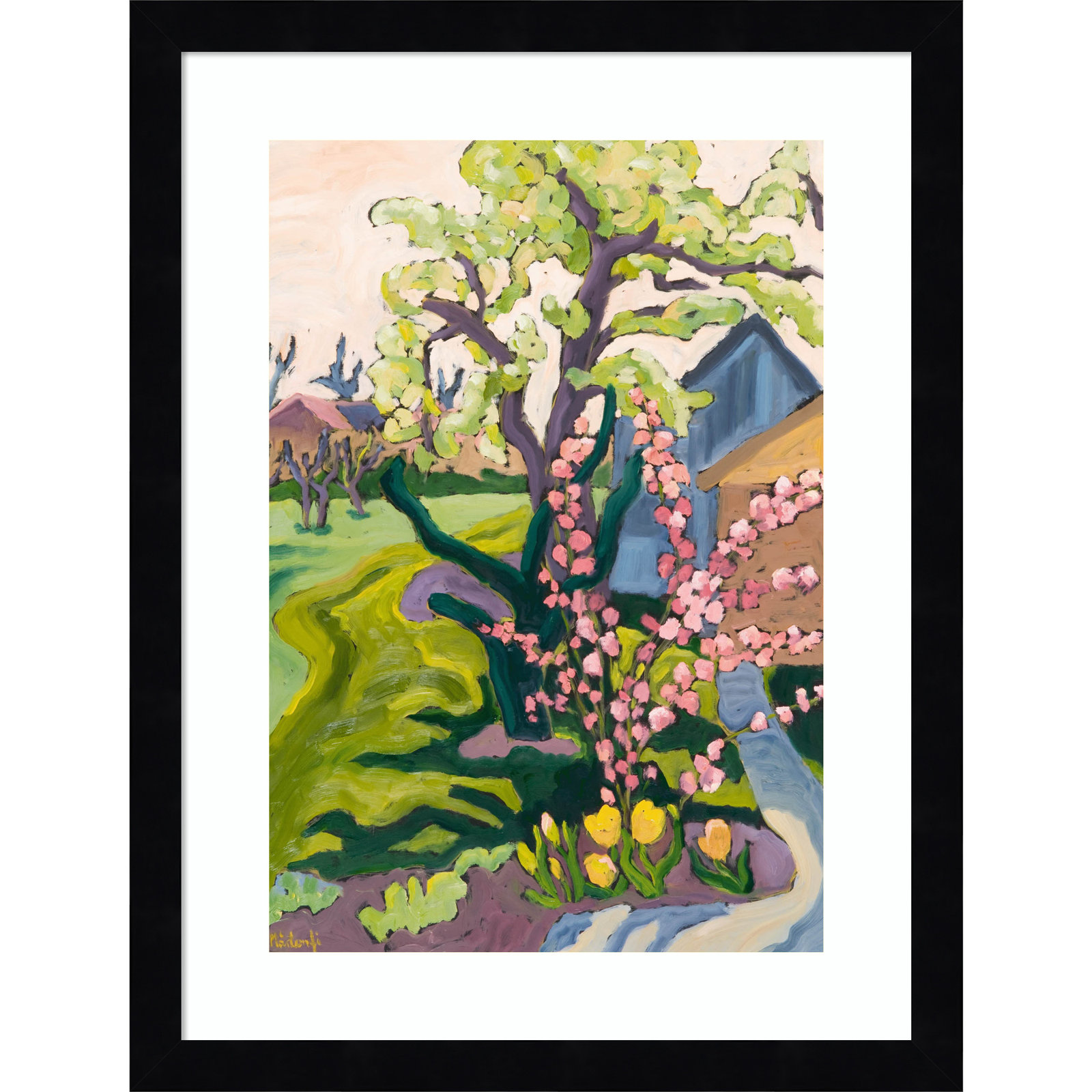 Fayra Garden In Dusk Light Framed On Paper by Fayra Print, Black, 17" H x 13" W x 1" D