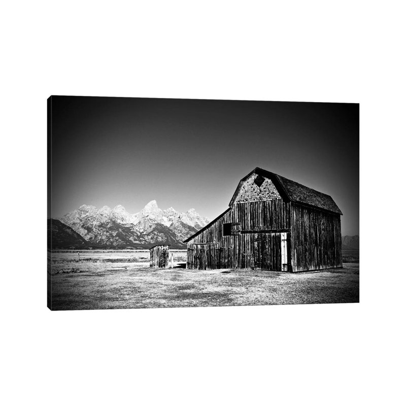 Grand Tetons Barn en noir et blanc, H 26 po x l 40 po x 1,5 po
