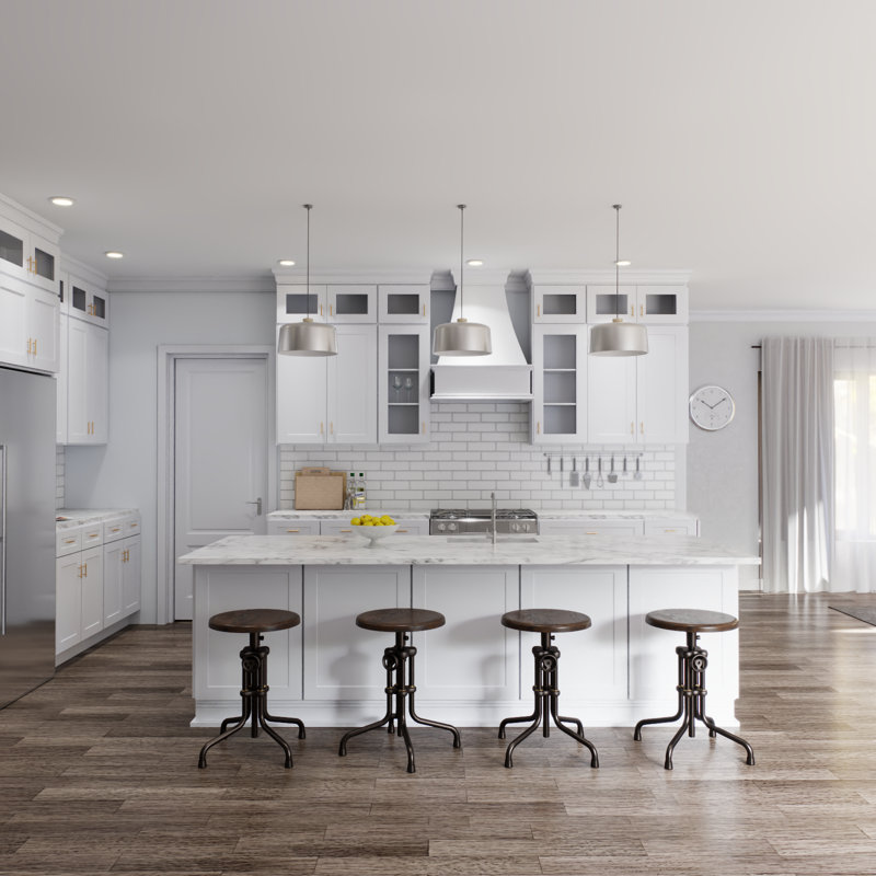 Shaker White Solid Wood Freestanding Vanity Cabinet with Left Drawers