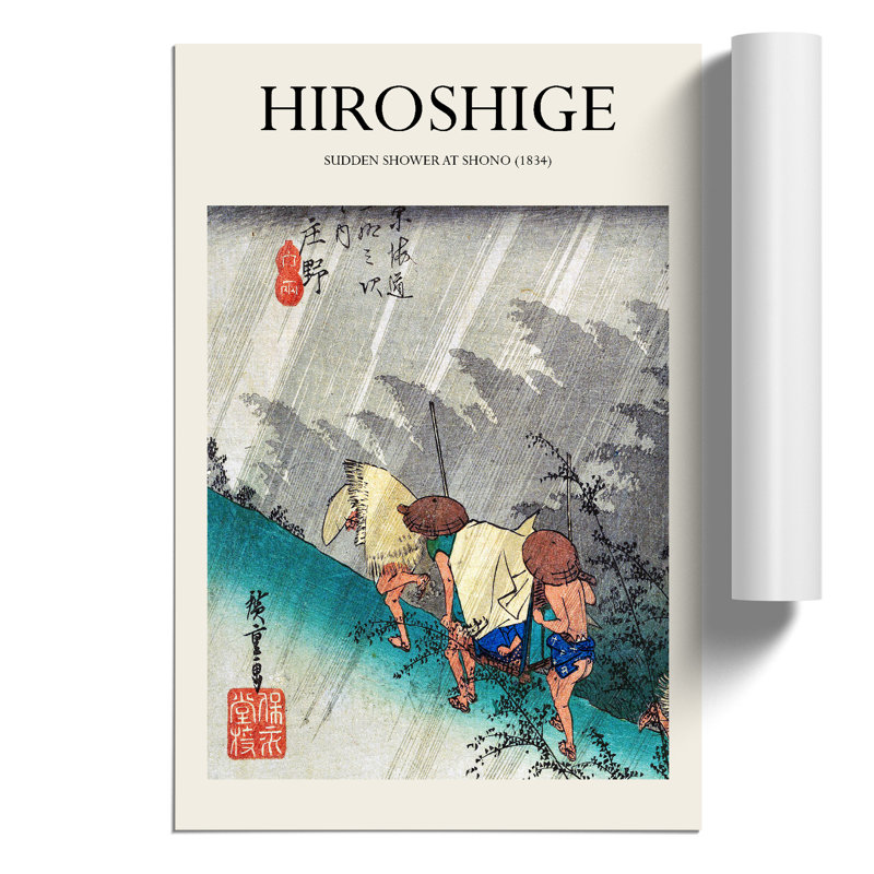 White Rain At Shono by Utagawa Hiroshige - No Frame Painting, 59cm H x 42cm W x 0.1cm D