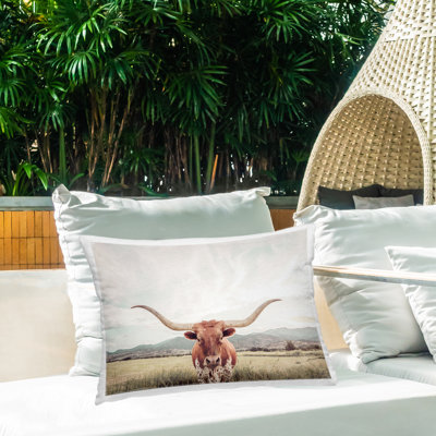 Coussin d'extérieur Longhorn Portrait