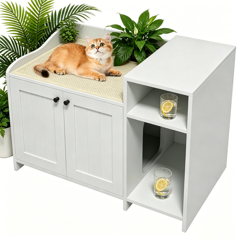 MDF Litter Box Enclosure, White