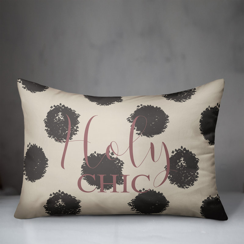 Coussin lombaire rectangulaire à pois, Noir / blanc