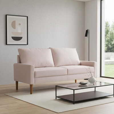 Plush Velvet Sofa with Coil Spring Support and Modern Minimalist Design for Living Room Comfort