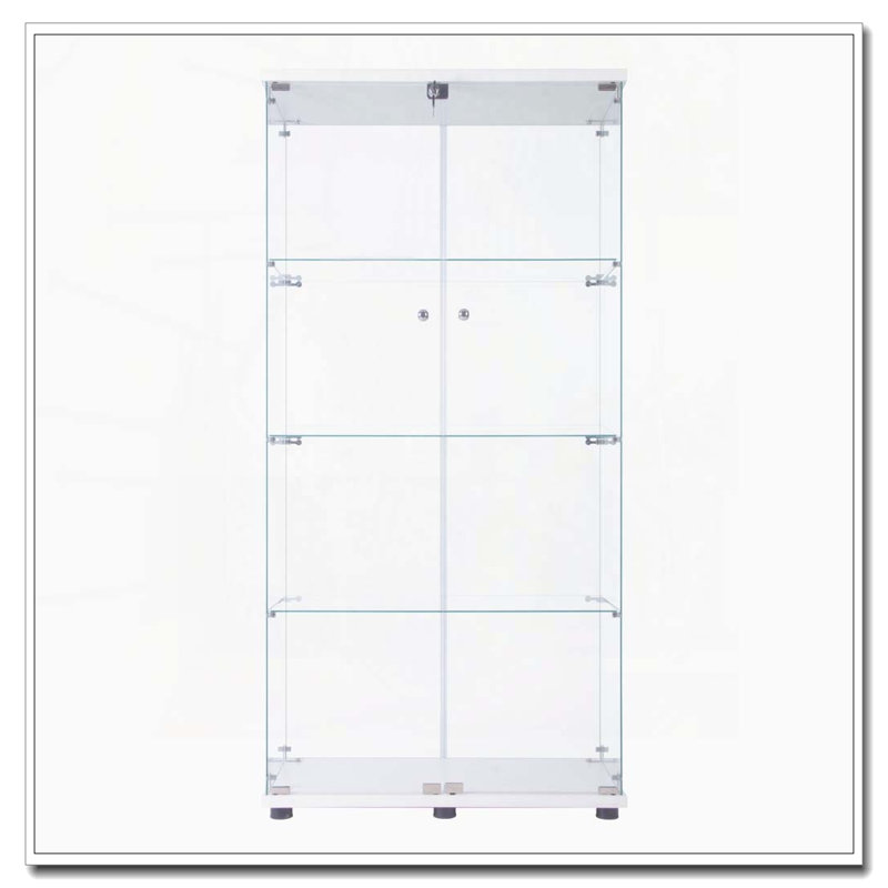 Armoire lumineuse en verre à deux portes avec 4 tablettes et télécommande