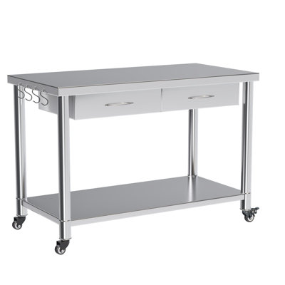 Table de travail en acier inoxydable avec tiroirs