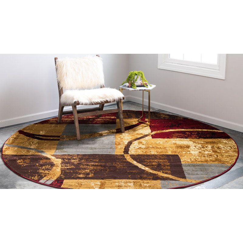 Geometric Area Rug, Round 91cm