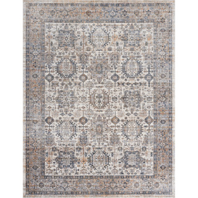 7 Oriental Area Rug in Ivory/Gray