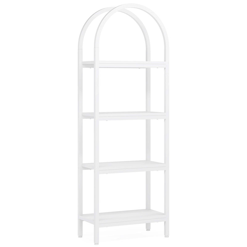 4-Tier Bookshelf, Arched Bookcase Display Rack with Storage Shelves