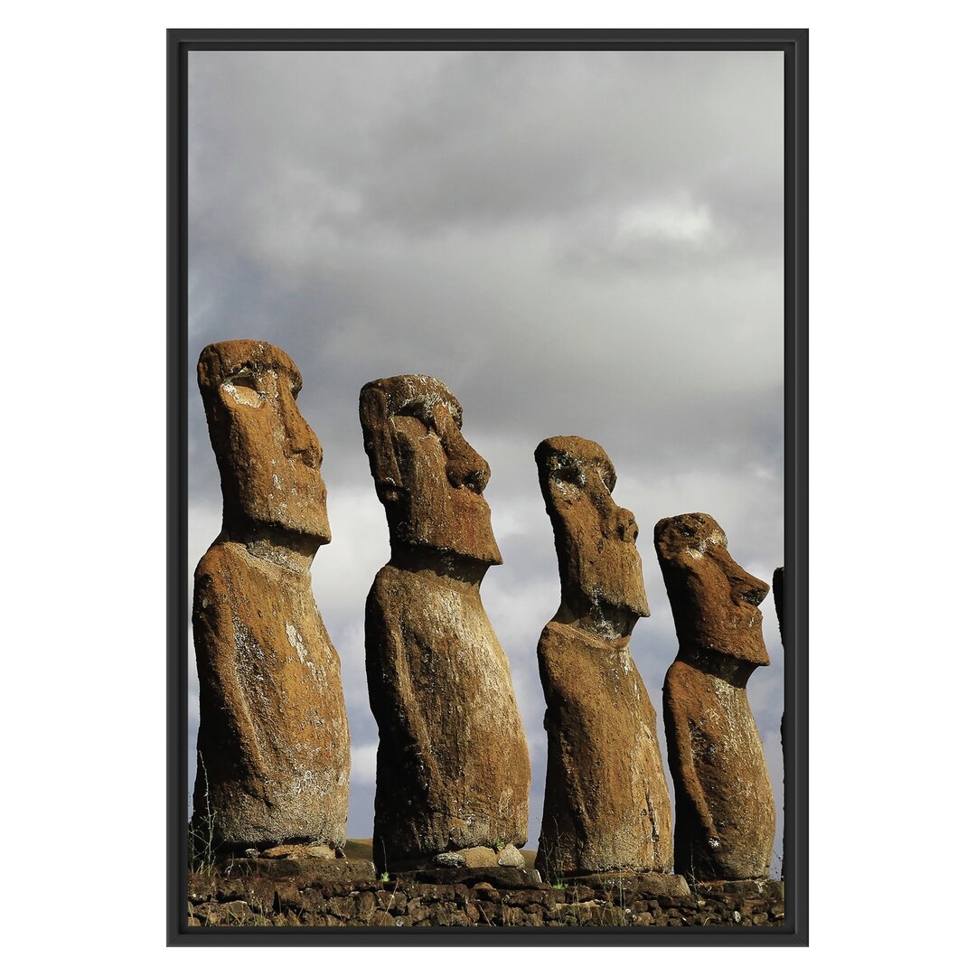 Moai-Statuen auf der Osterinsel Gerahmter Grafikdruck