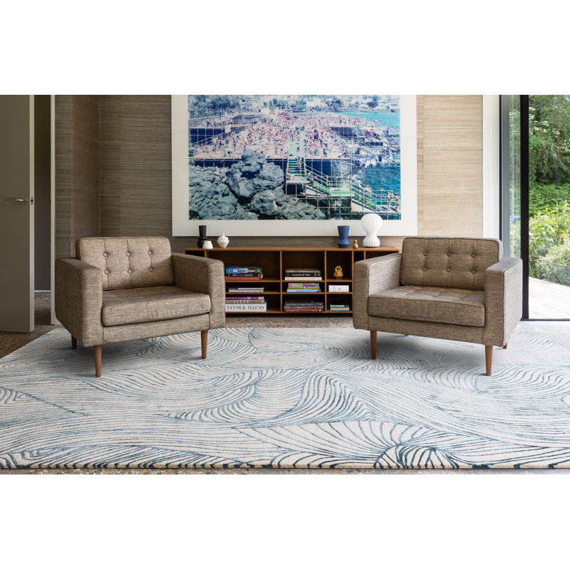 Adam Hunter Waves Blue Area Rug, Rectangle 5' x 7'6"