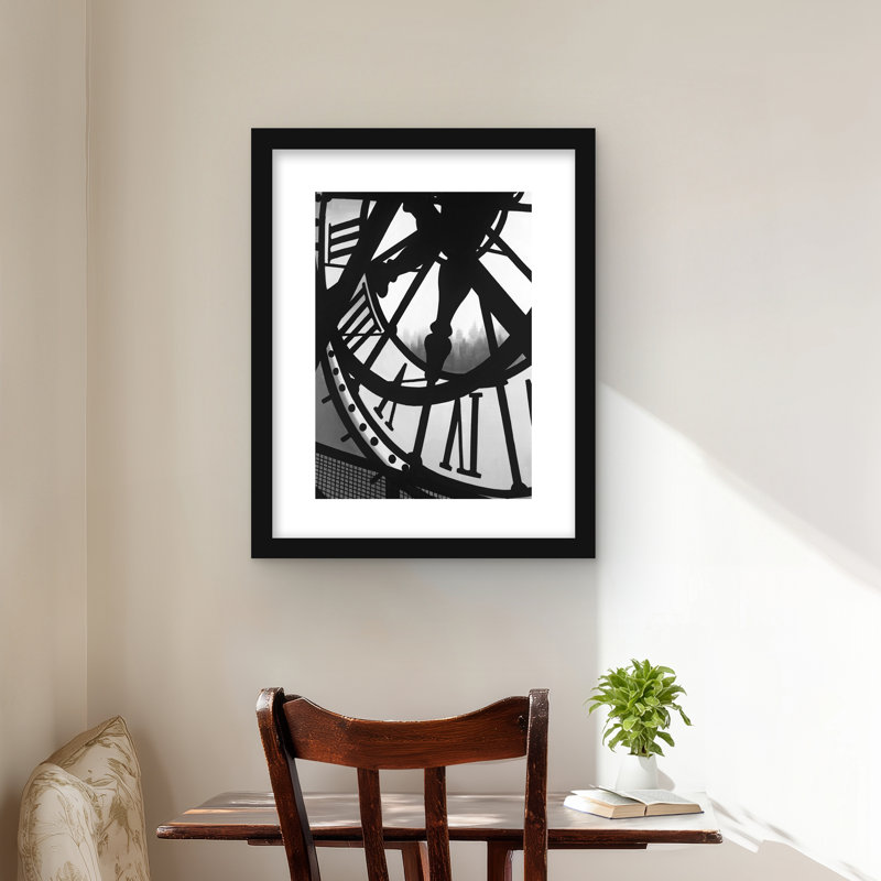 Horloge géante au musée d'Orsay | Reproduction encadrée matte pour la décoration, H 20 po x l 16 po, Noir