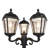 Royal Bulb Triple Head Lamp Post Black