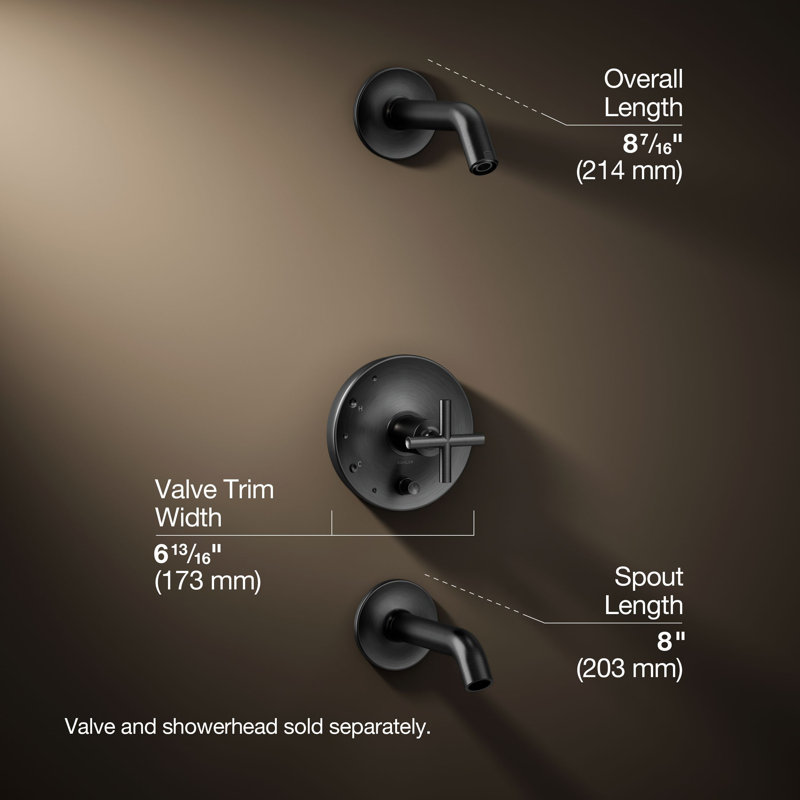Purist Rite-Temp Bath And Shower Trim Kit With Push-Button Diverter And Cross Handle, Without Showerhead