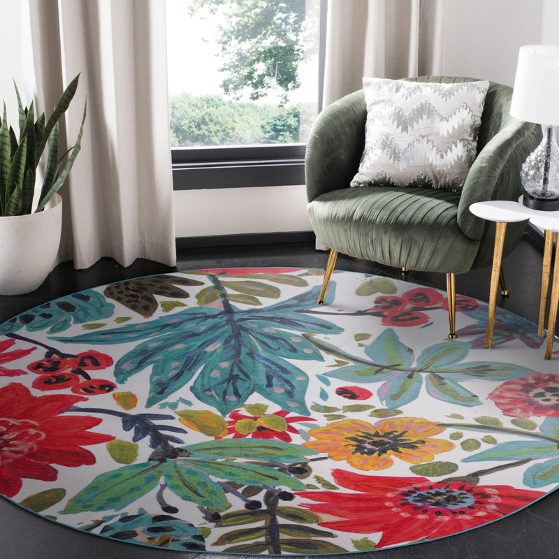 Floral Bloom Multicolor Performance Flatweave Washable Floral Indoor / Outdoor Rug