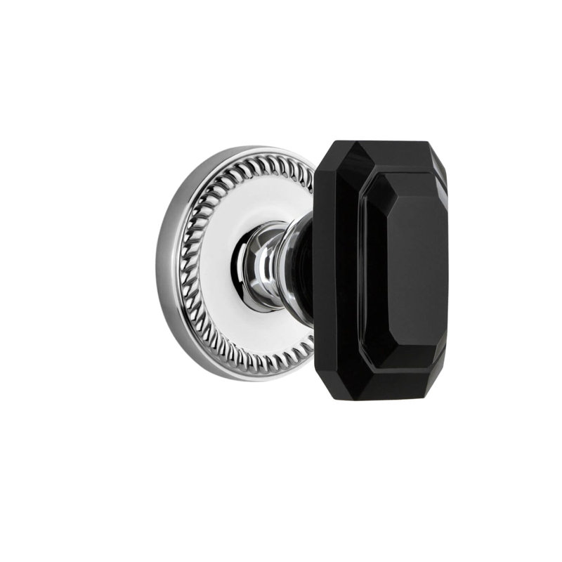 Grandeur Concealed Screw Mechanism Geometric Knob with Circle Rosette, Bright Chrome, 2.75"