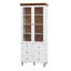 Armoire de rangement en panneau de fibres à densité moyenne avec portes en verre et tablettes réglables, autoportante pour la cuisine et le salon